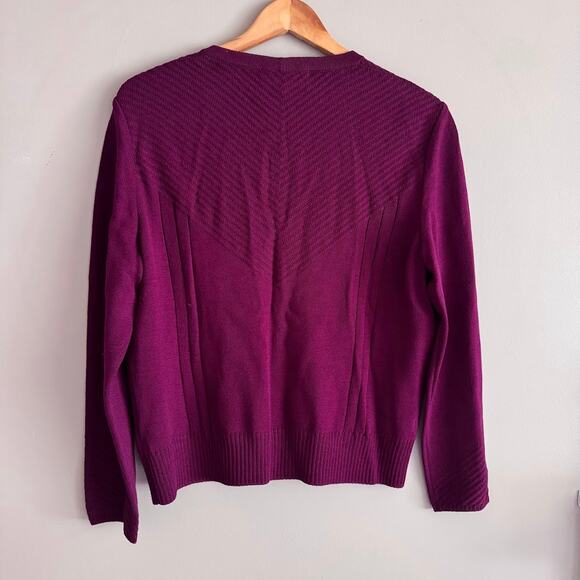 St. John Collection by Marie Gray Purple Knit Cardigan Sweater VNeck Size 14 USA - Picture 3 of 4